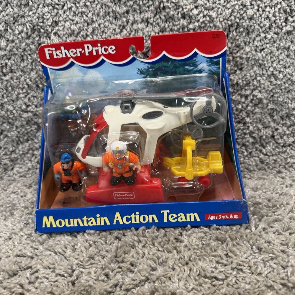 Vintage Fisher Price Mountain Action Team 72939 Helicopter Rescue Playset New
